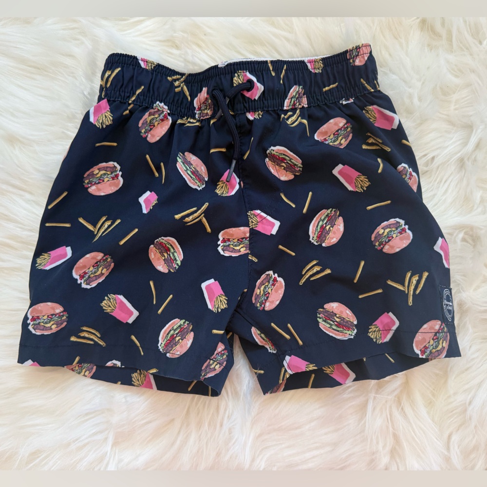 Abercrombie & Fitch Navy Burger Print boys bathing suit